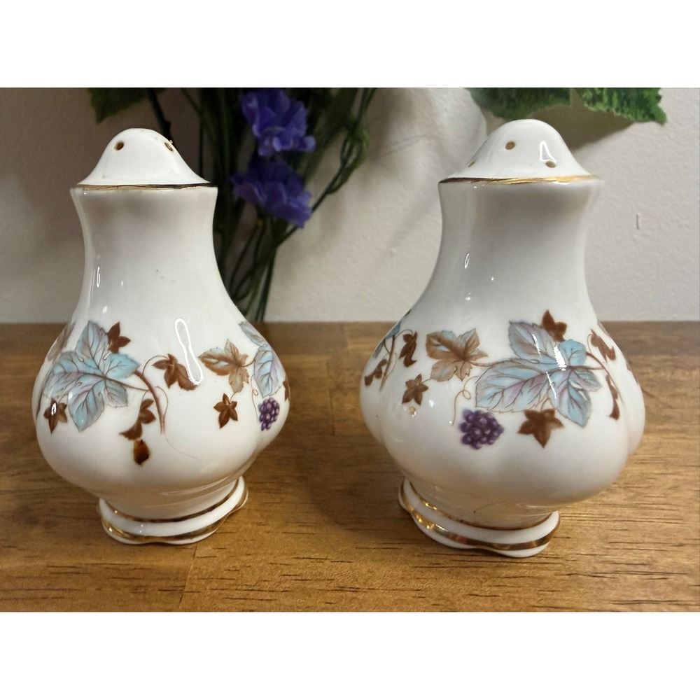 Vintage Royal Albert Lorraine Salt and Pepper Shakers Bone China England MCM‎